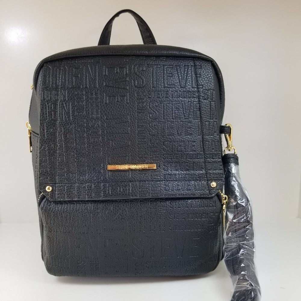 New Steve Madded B Tampa Embossed mini backpack with gold zippers.